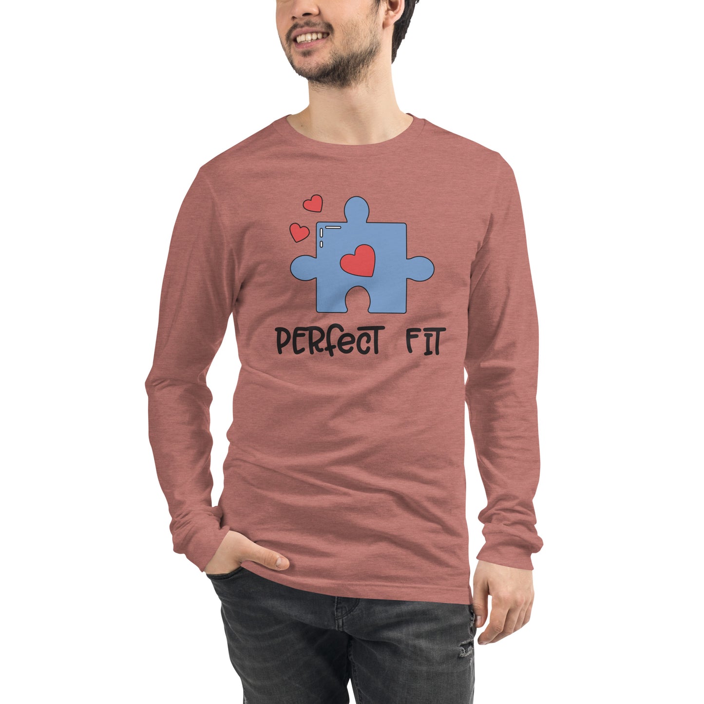 Adult 'Perfect Fit Blue Piece' Long Sleeve T-Shirt