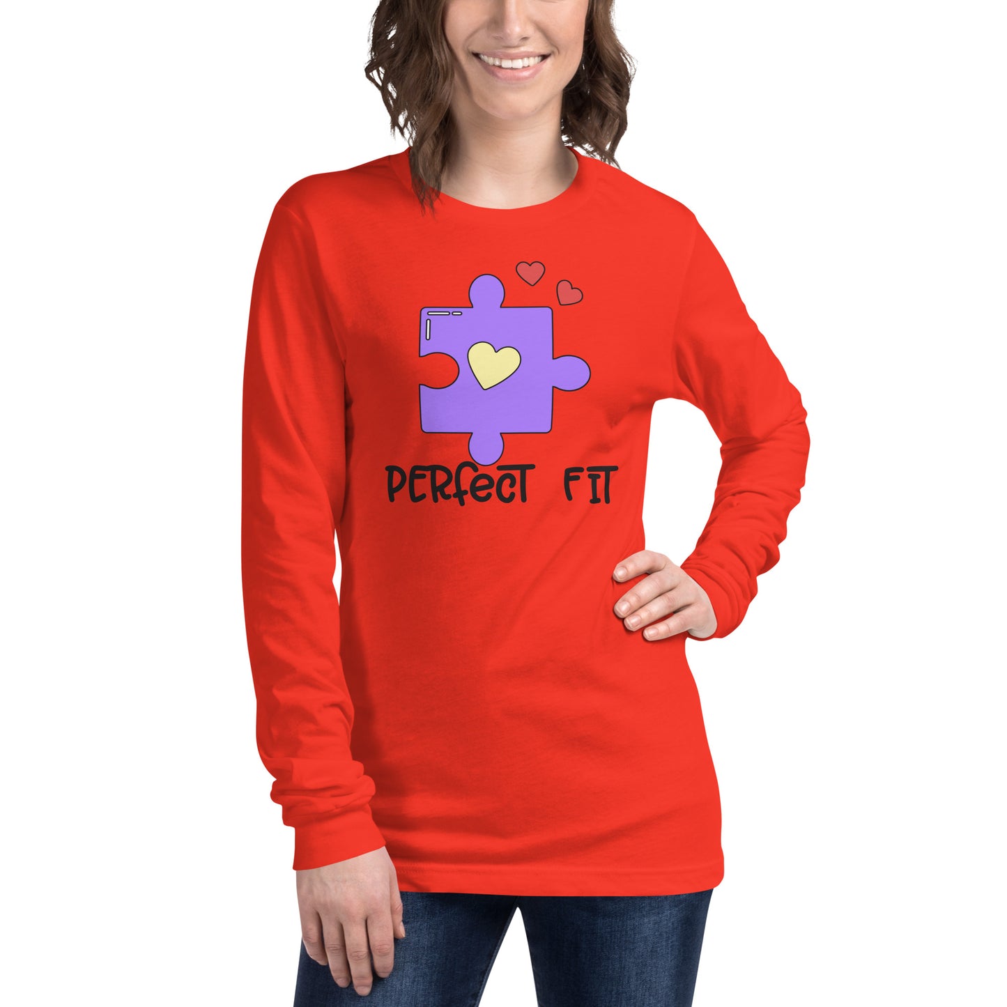 Adult 'Perfect Fit Purple Piece' Long Sleeve T-Shirt