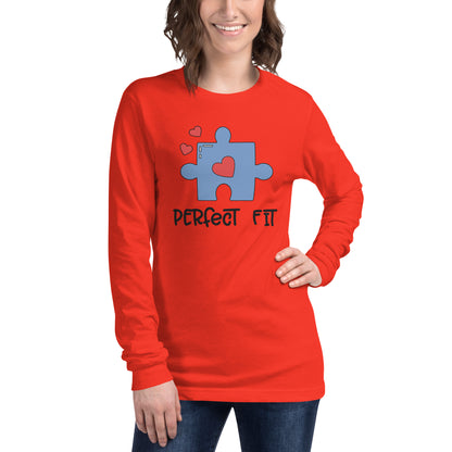 Adult 'Perfect Fit Blue Piece' Long Sleeve T-Shirt