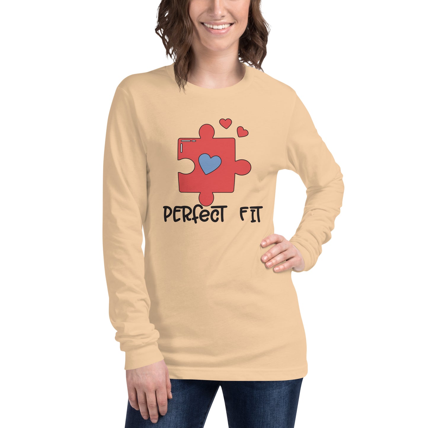 Adult 'Perfect Fit Pink Piece' Long Sleeve T-Shirt