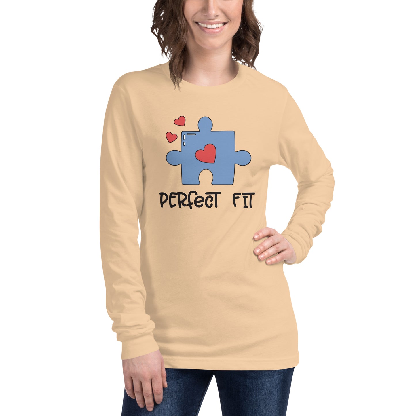 Adult 'Perfect Fit Blue Piece' Long Sleeve T-Shirt