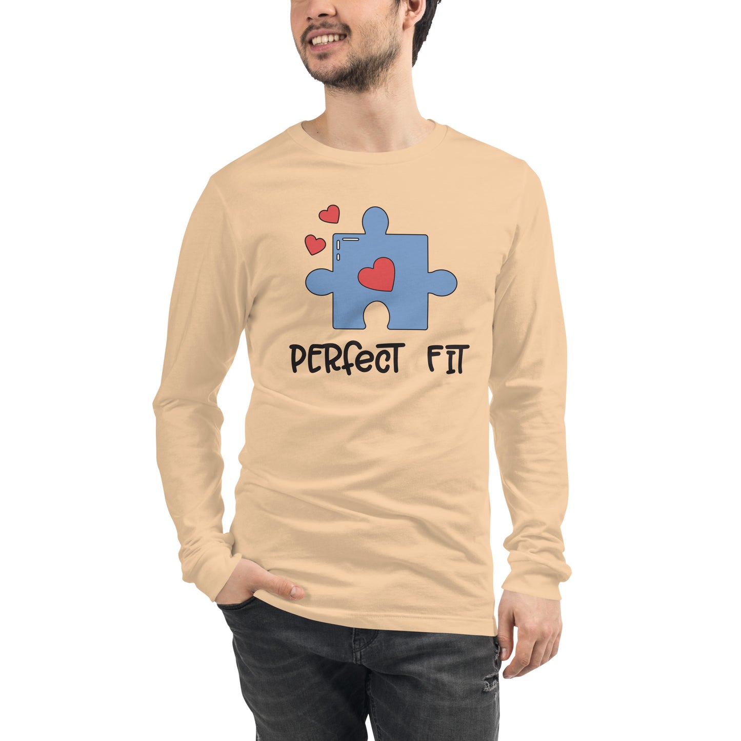 Adult 'Perfect Fit Blue Piece' Long Sleeve T-Shirt