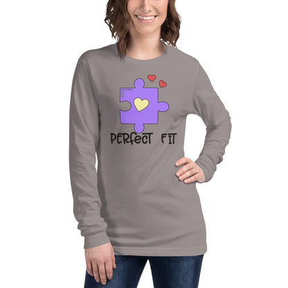 Adult 'Perfect Fit Purple Piece' Long Sleeve T-Shirt