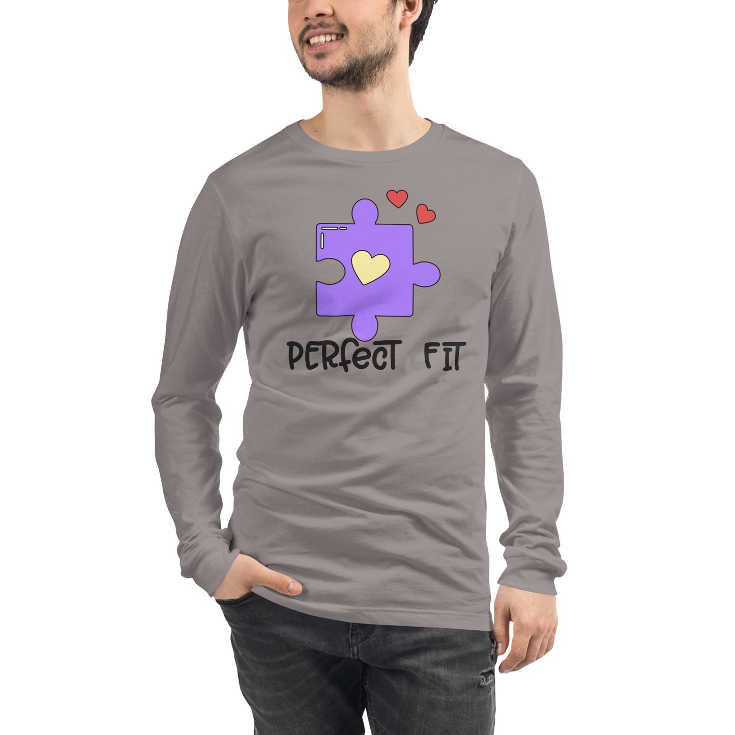 Adult 'Perfect Fit Purple Piece' Long Sleeve T-Shirt