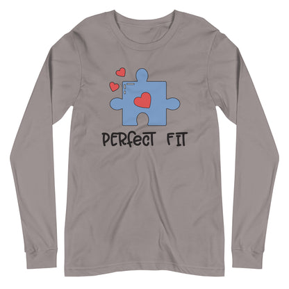 Adult 'Perfect Fit Blue Piece' Long Sleeve T-Shirt