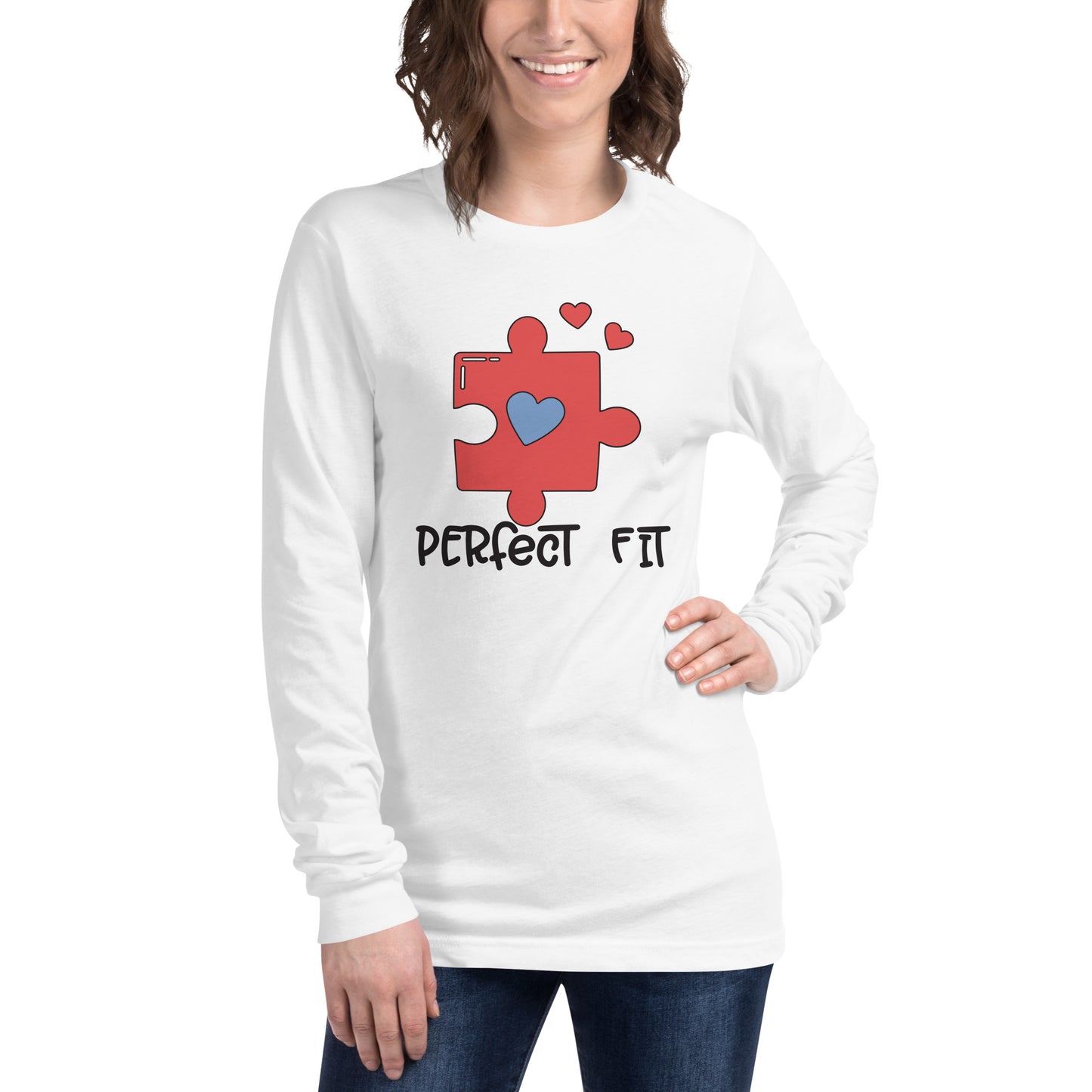 Adult 'Perfect Fit Pink Piece' Long Sleeve T-Shirt