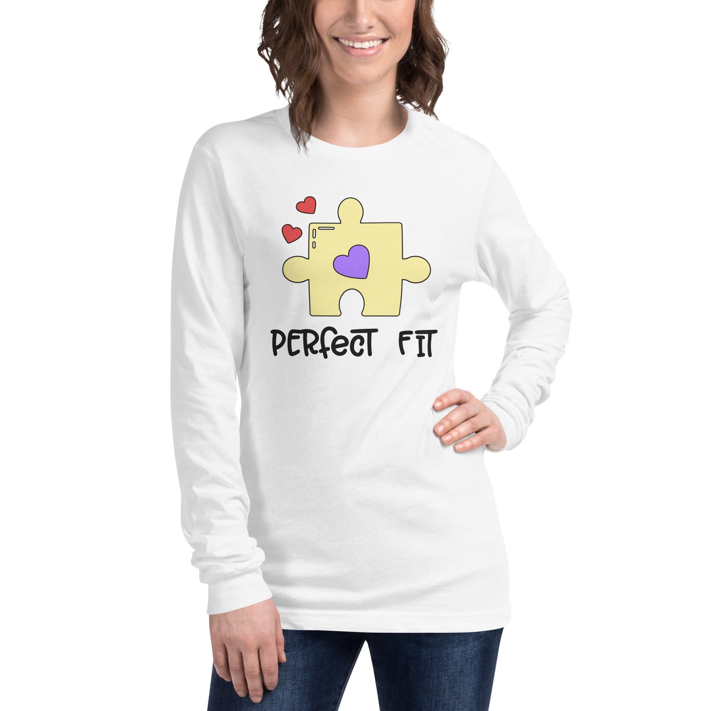 Adult 'Perfect Fit Yellow Piece' Long Sleeve T-Shirt