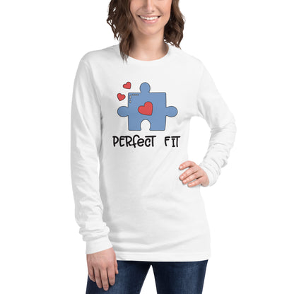 Adult 'Perfect Fit Blue Piece' Long Sleeve T-Shirt