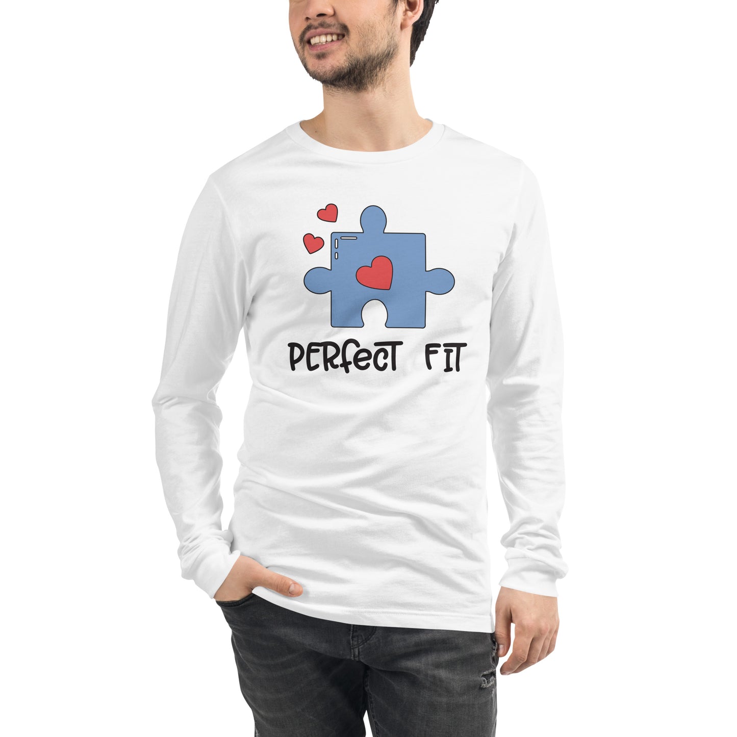 Adult 'Perfect Fit Blue Piece' Long Sleeve T-Shirt