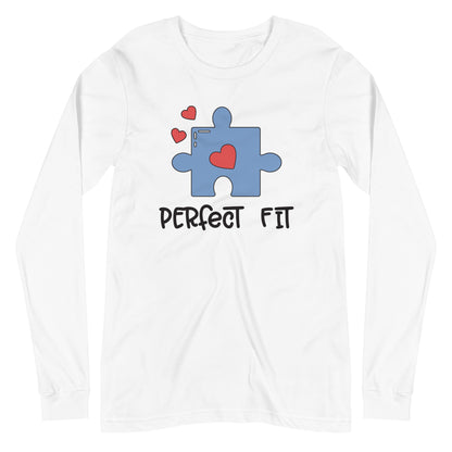 Adult 'Perfect Fit Blue Piece' Long Sleeve T-Shirt