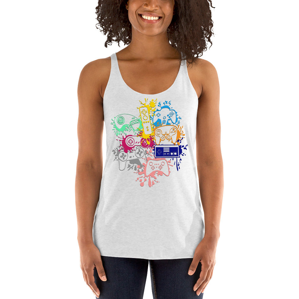 Women's 'Rainbow Controller Splash' Racerback Tank