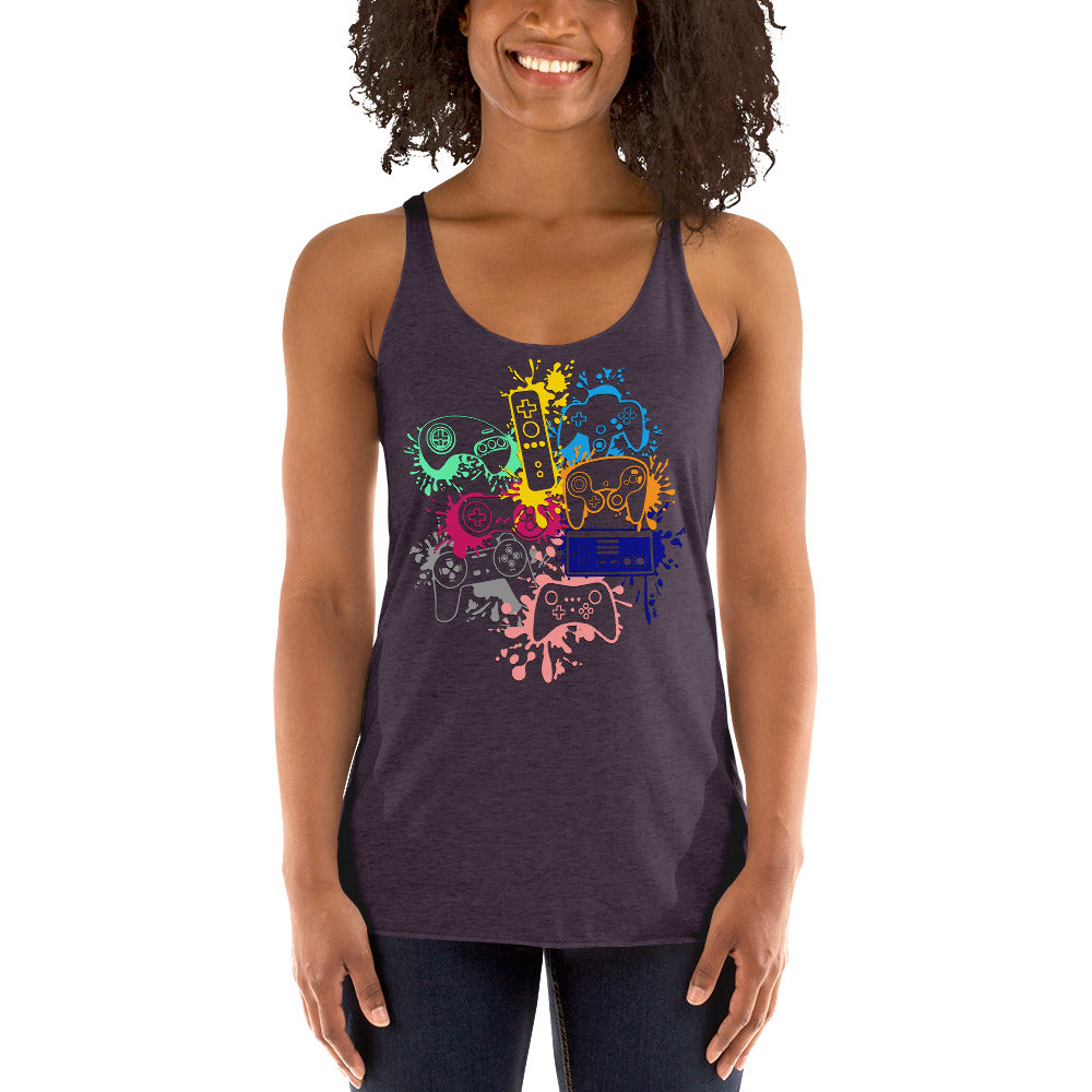 Women's 'Rainbow Controller Splash' Racerback Tank