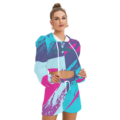 Women's Baldoziot 'Aqua Splash' Hoodie & Shorts Set