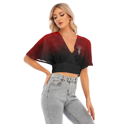 Killercolts17Live Women's AOP Bat Sleeve Crop Top