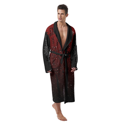 Men's Nordic Runes Gaming Long Fleece Robe