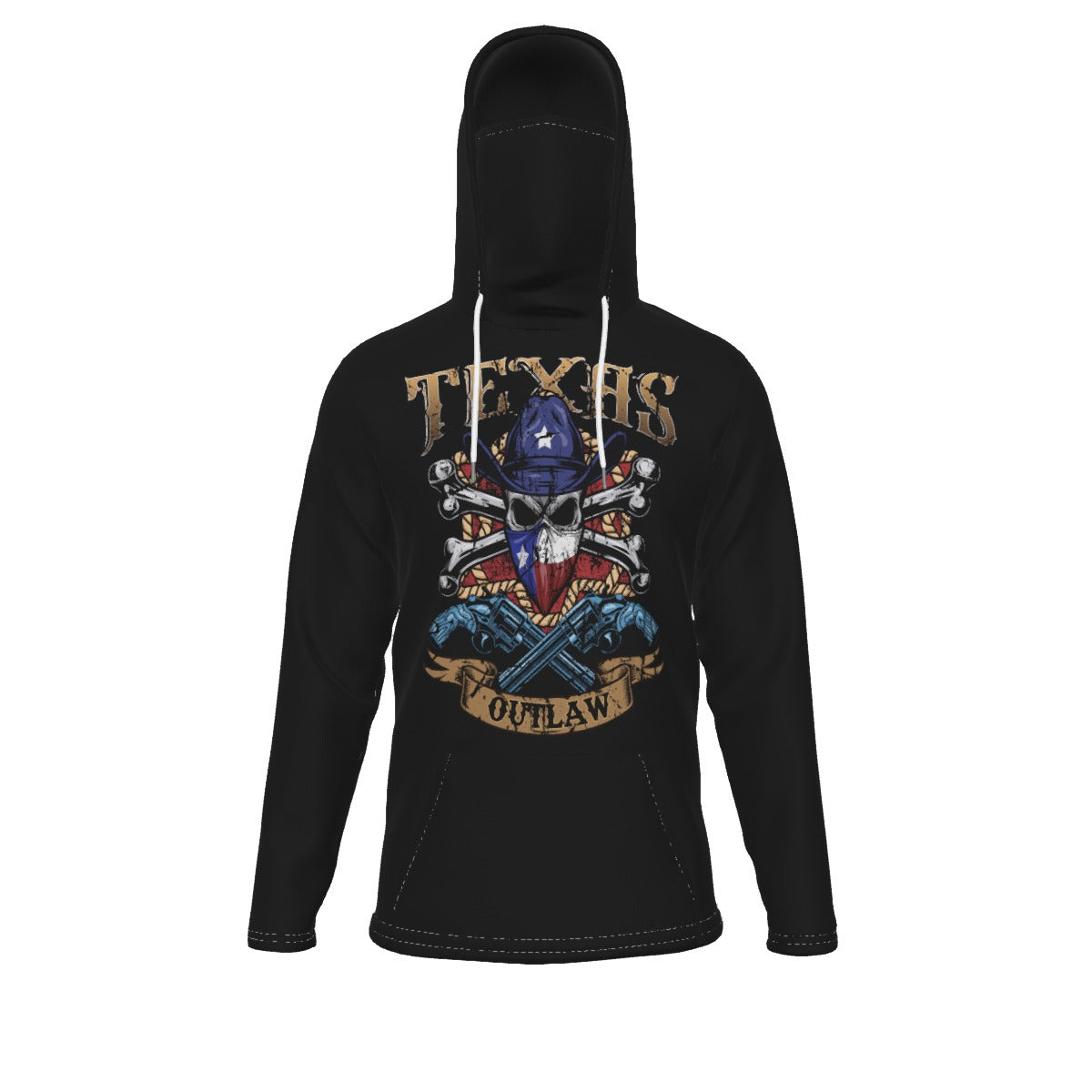 Adult Texas Outlaw Skull and Bones Hoodie With Mask