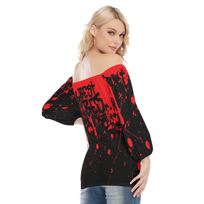 iBLEEDwar Women's AOP Long Sleeve Off Shoulder Blouse