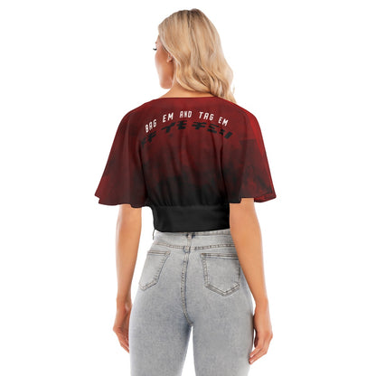 Killercolts17Live Women's AOP Bat Sleeve Crop Top