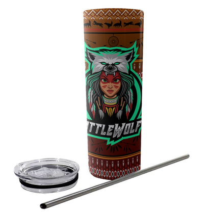 LittleWolf  AOP 20oz Glitter Tumbler With Straw