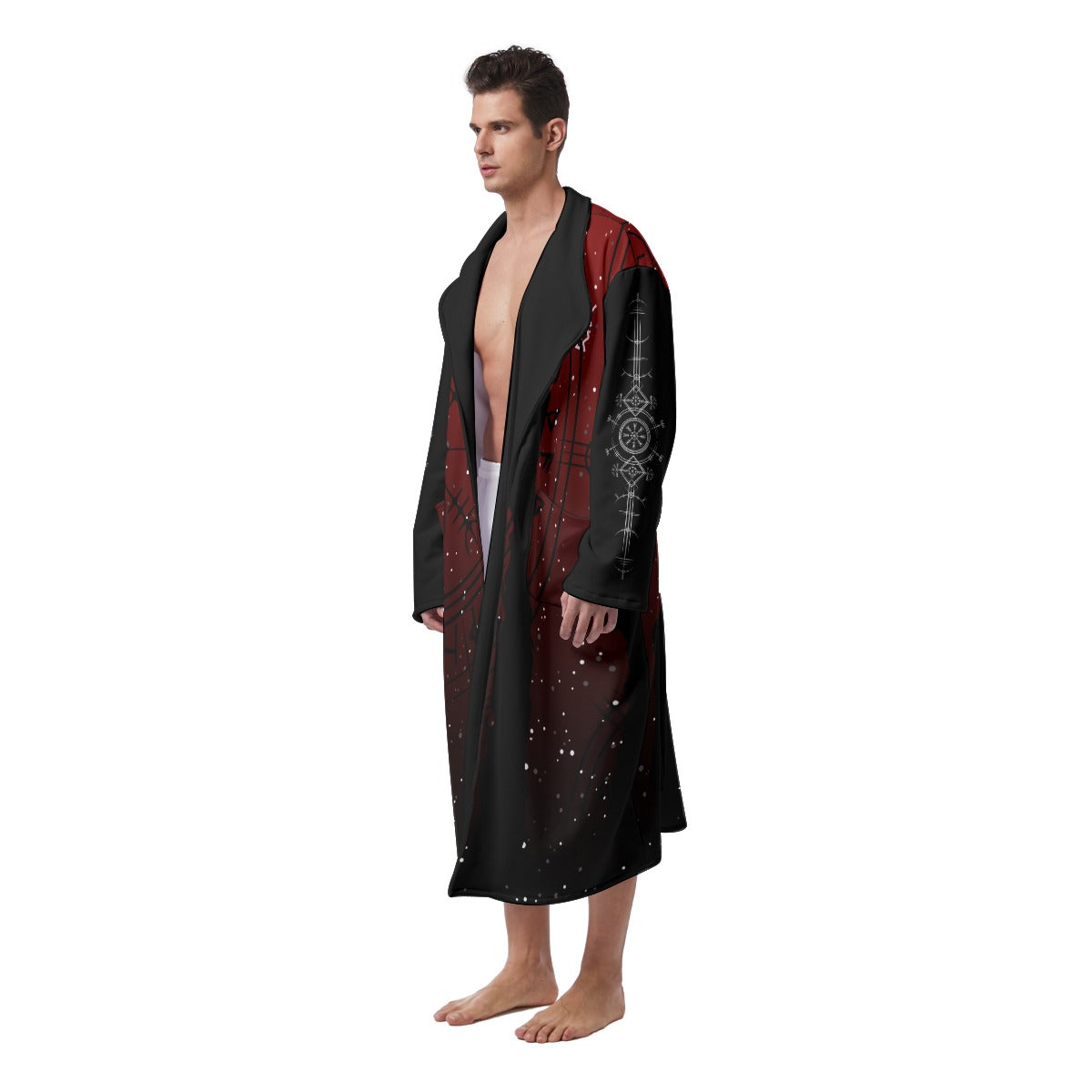 Men's Nordic Runes Gaming Long Fleece Robe