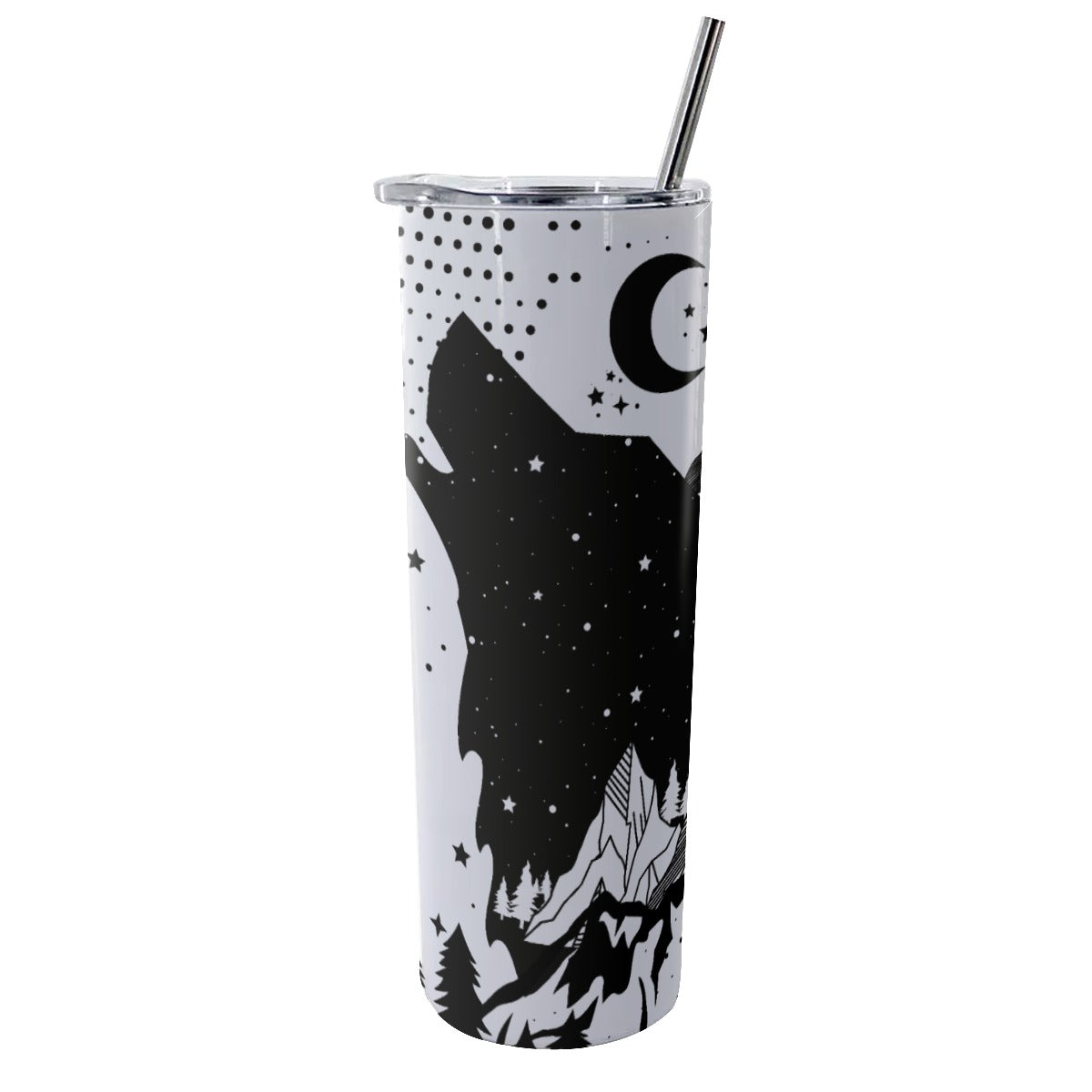 LittleWolf AOP 20oz Glitter Tumbler With Straw