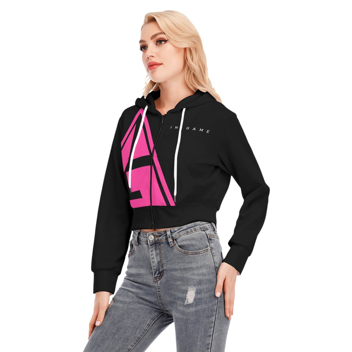 GU Brand Women's 'In Game' Zipped Crop Hoodie