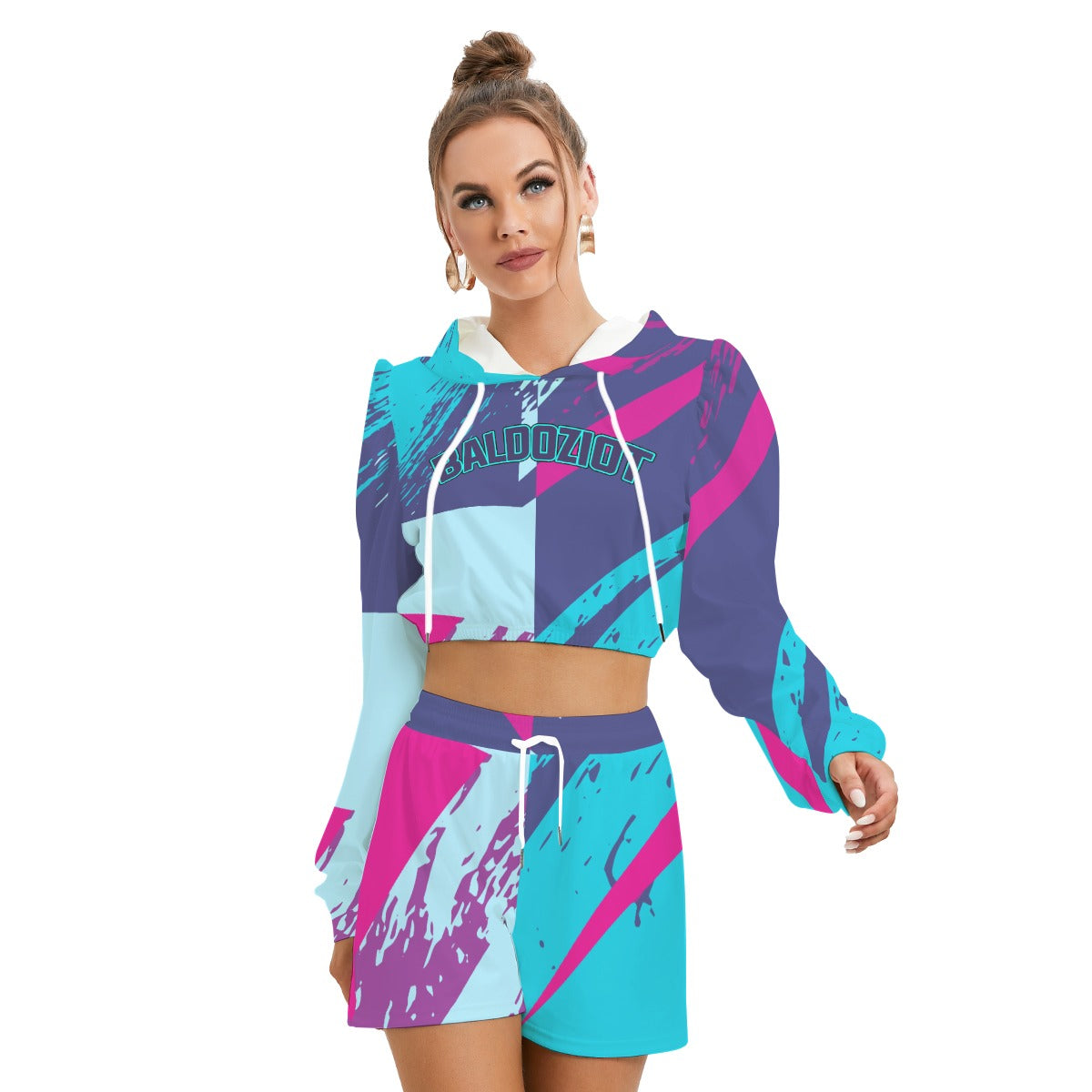 Women's Baldoziot 'Aqua Splash' Hoodie & Shorts Set