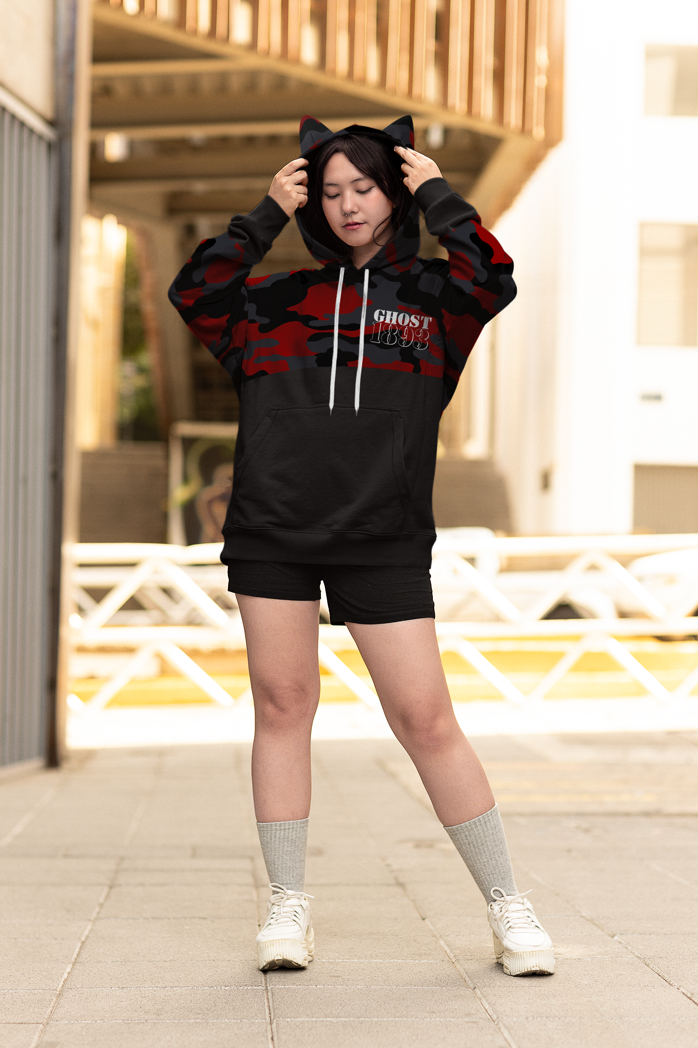 Ghost 1893 Women's AOP Hoodie with Ears