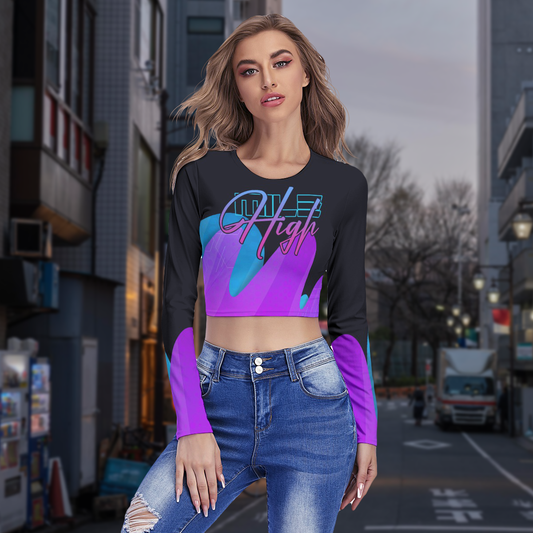 Mile High Gaming Women's AOP Long Sleeve Crop Top