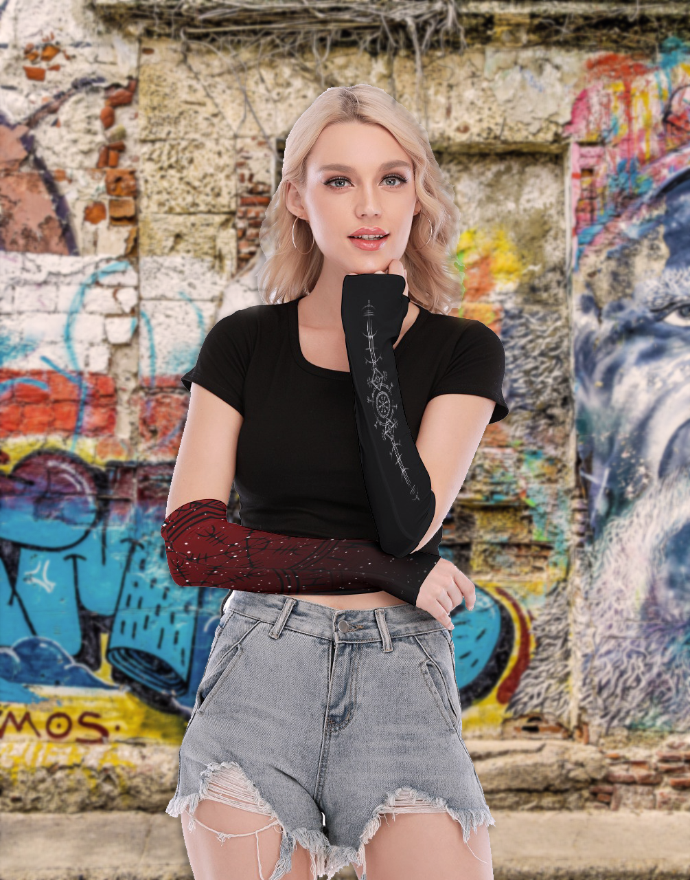 Nordic Runes Gaming Fingerless Gloves